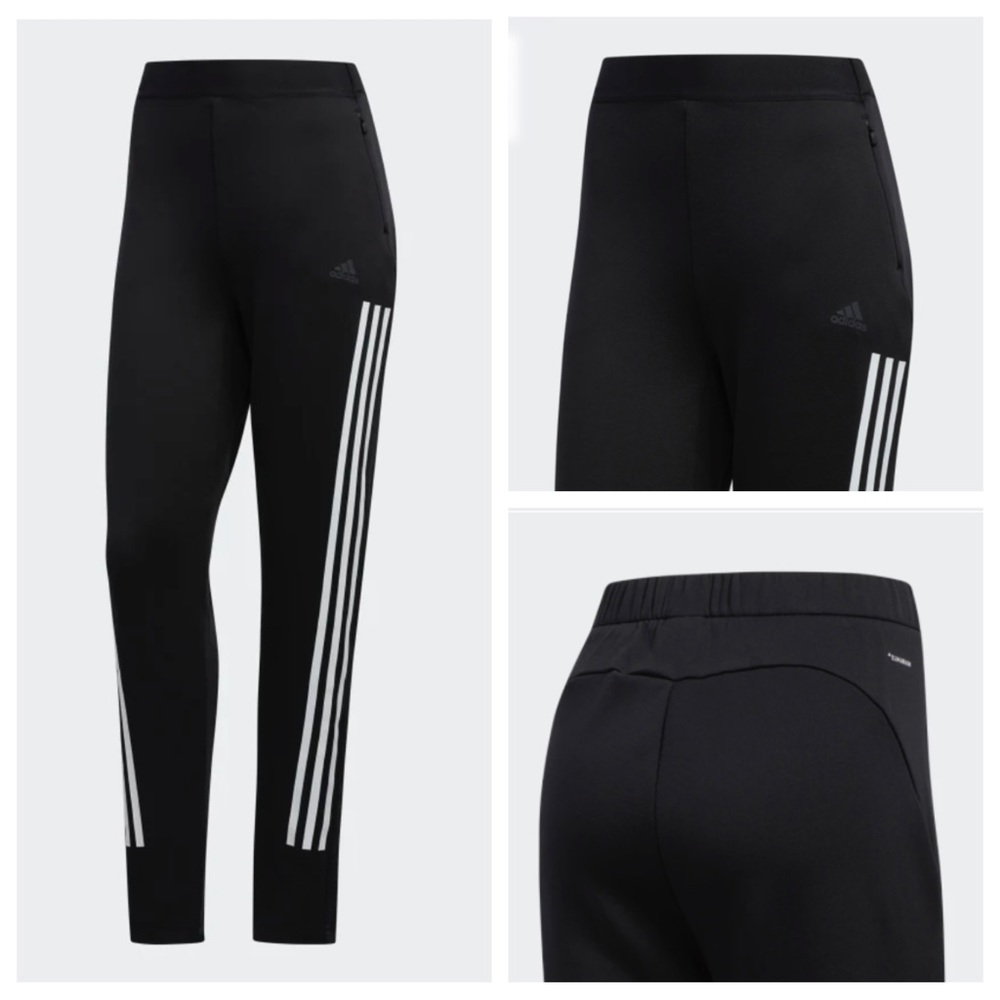 ADIDAS Light Fabric Climawarm Long Black White Stripe Pants M